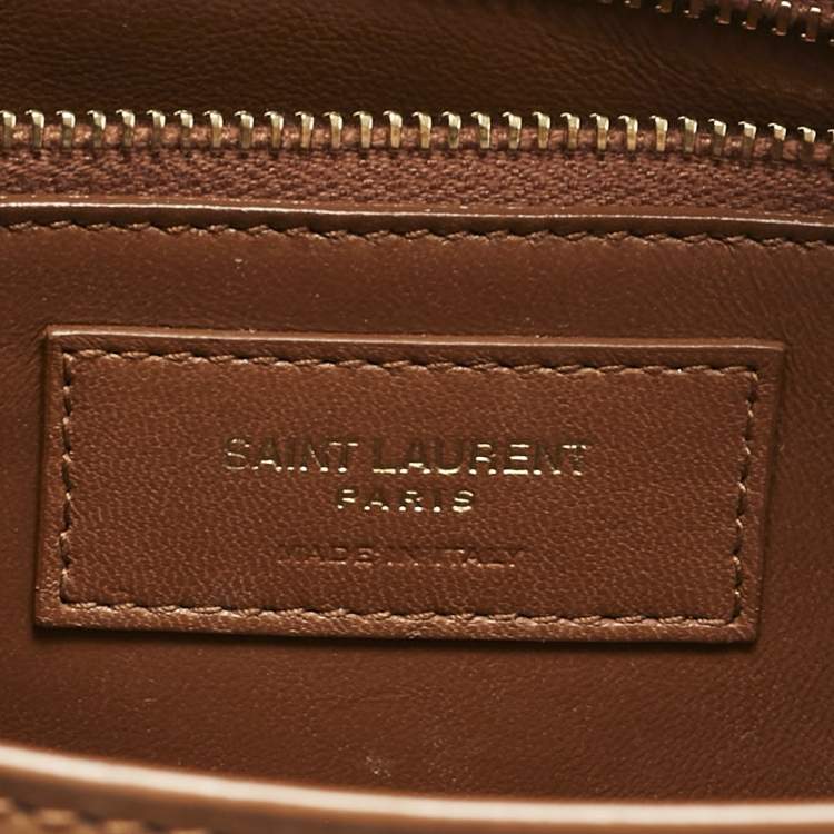 Pre Owned Saint Laurent Brown Leather Le Carre Shoulder Bag