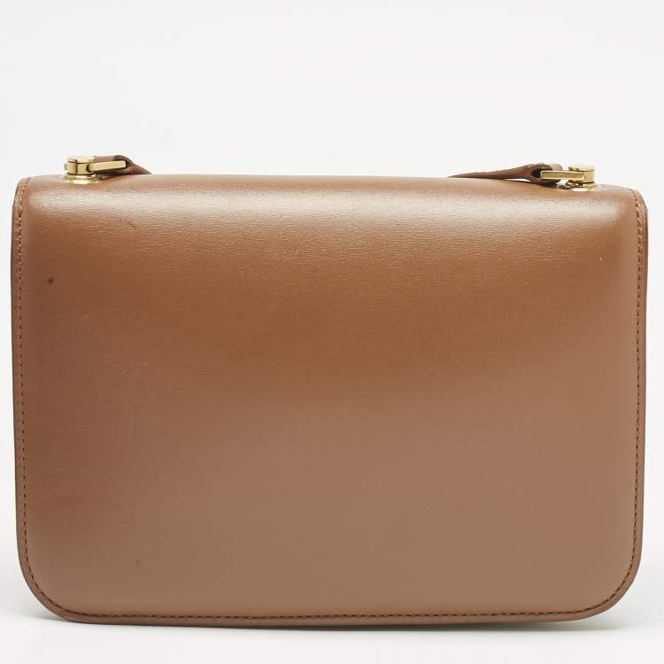 Pre Owned Saint Laurent Brown Leather Le Carre Shoulder Bag