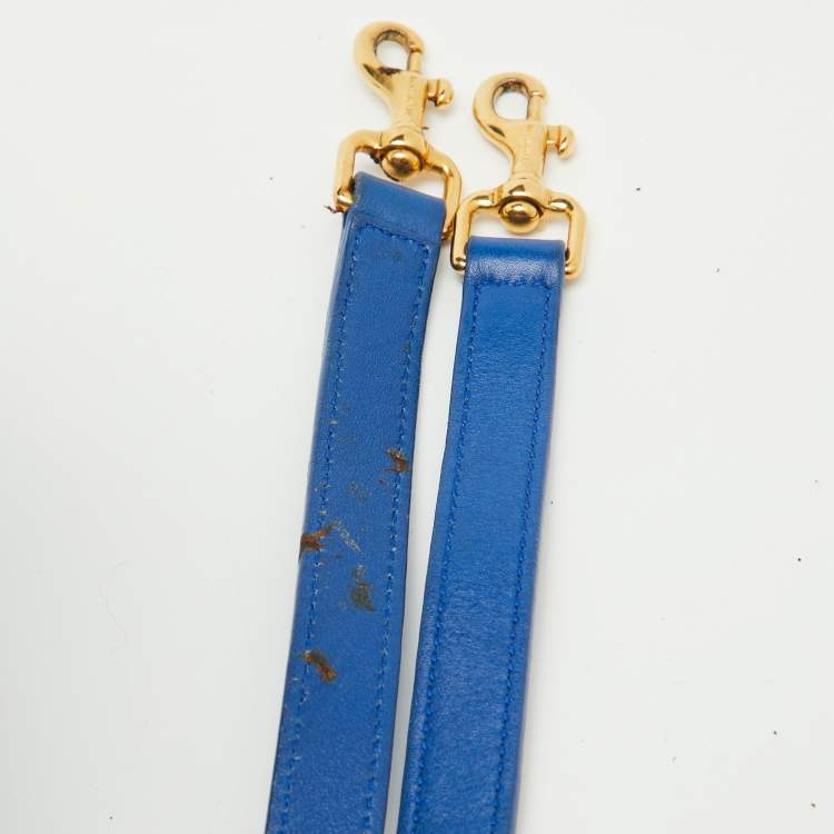 Pre Owned Saint Laurent Blue Leather Medium Monogram Cabas Tote