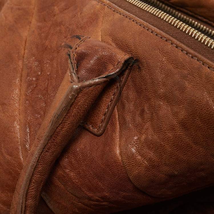 Pre Owned Yves Saint Laurent Brown Pebbled Leather Easy Y Satchel