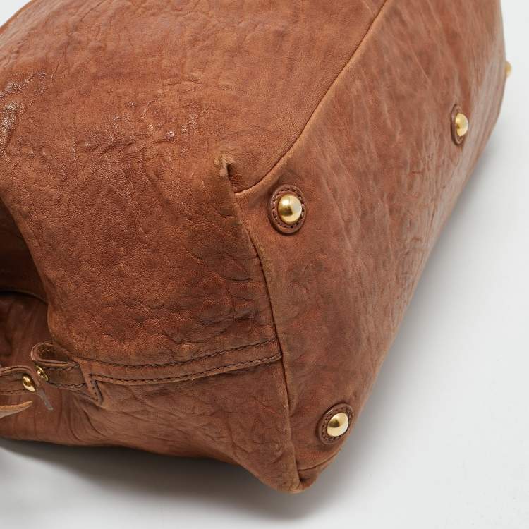 Pre Owned Yves Saint Laurent Brown Pebbled Leather Easy Y Satchel