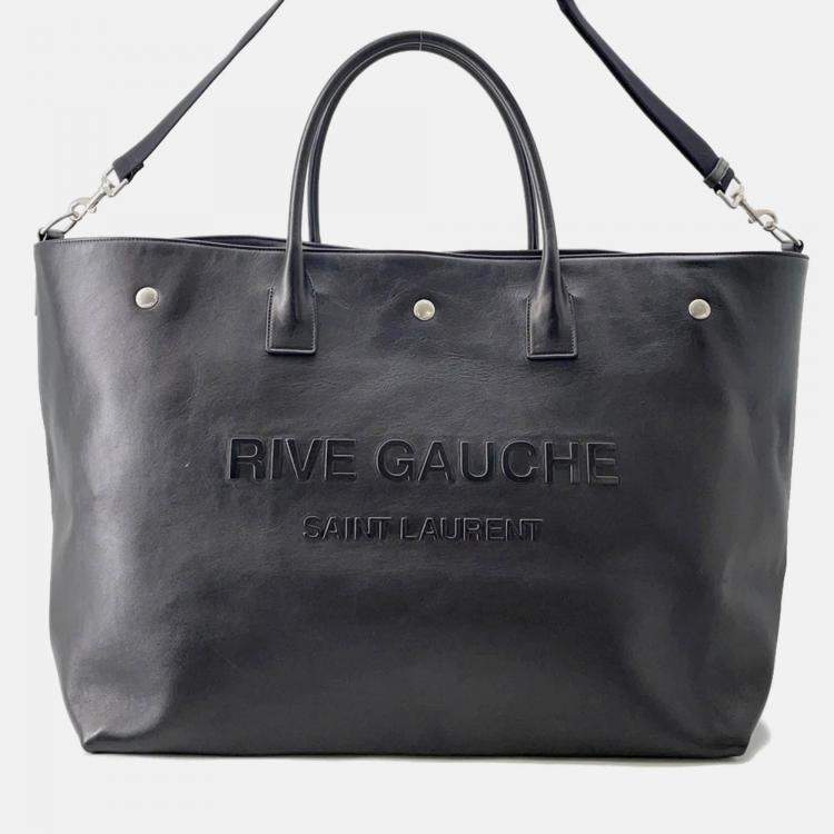 Pre Owned Saint Laurent Paris Rive Gauche Tote Bag Black Leather