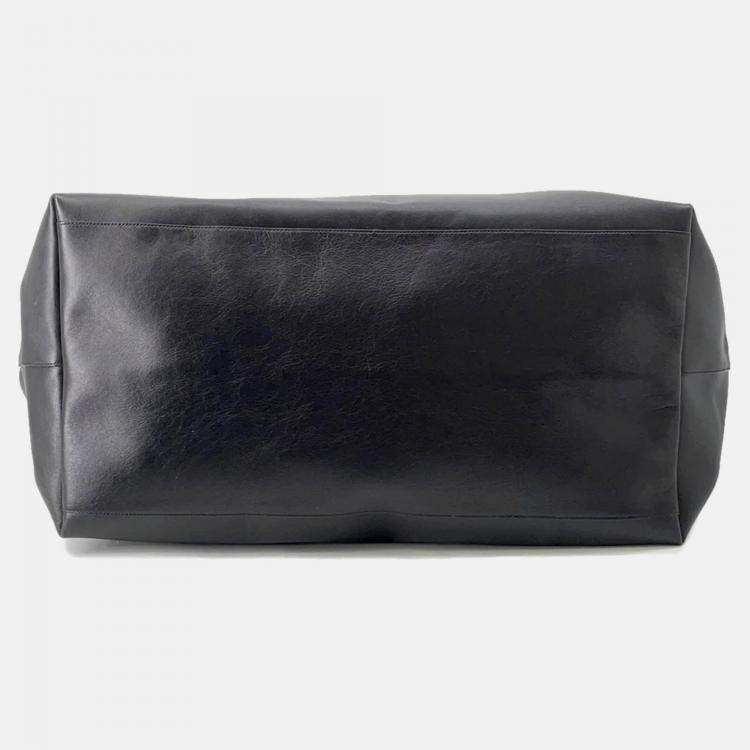 Pre Owned Saint Laurent Paris Rive Gauche Tote Bag Black Leather