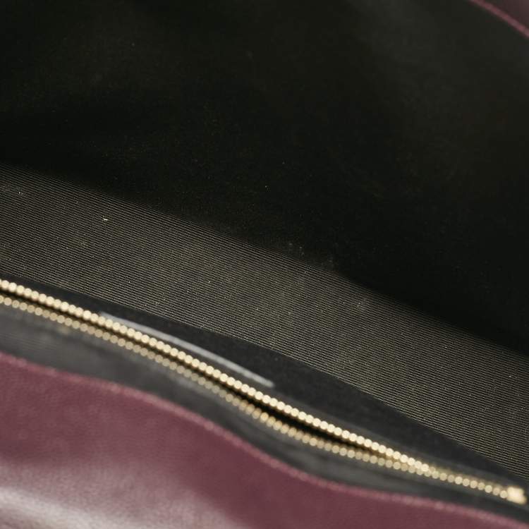 Pre Owned Saint Laurent Burgundy Chevron Leather Large Monogram Envelope Shoulder Bag