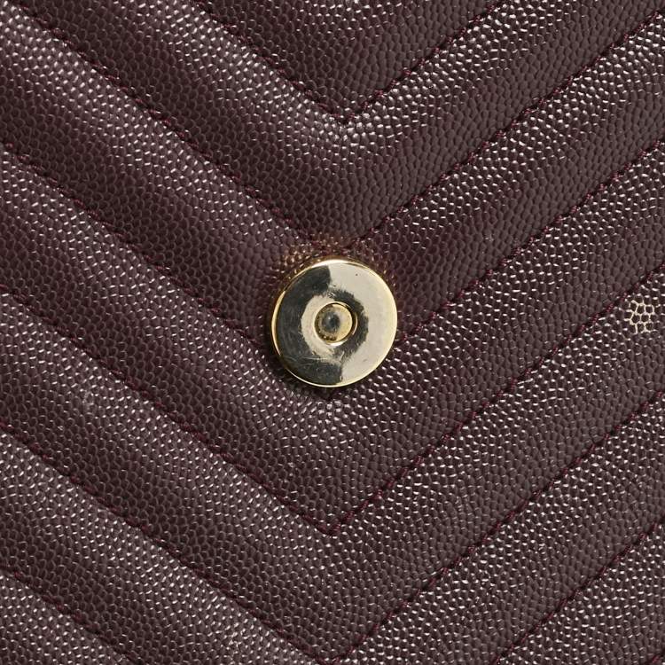 Pre Owned Saint Laurent Burgundy Chevron Leather Large Monogram Envelope Shoulder Bag