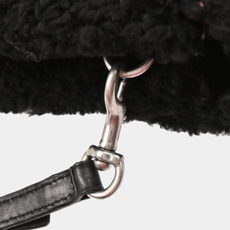 Pre Owned Saint Laurent Black Loulou Shearling Toy Bag Shoulder Bag