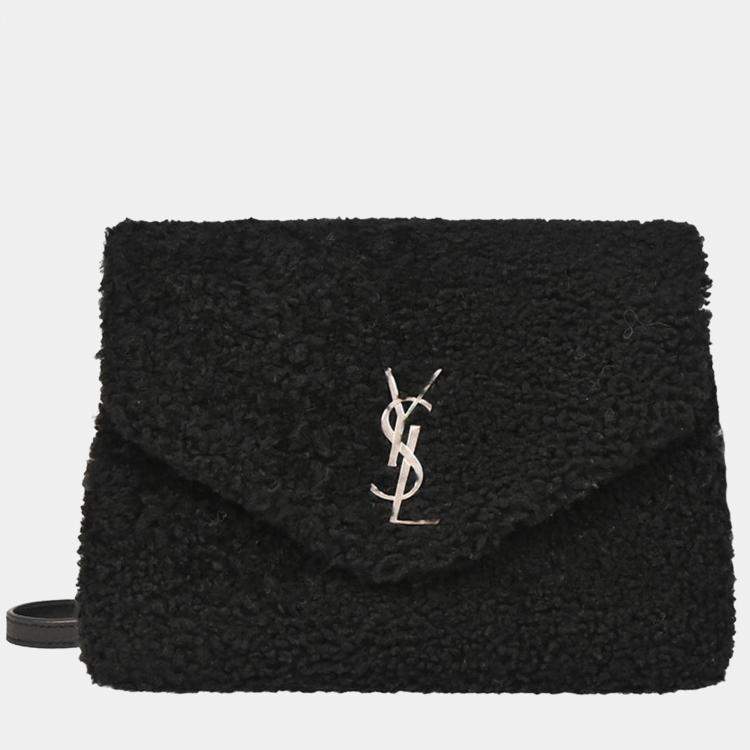 Pre Owned Saint Laurent Black Loulou Shearling Toy Bag Shoulder Bag