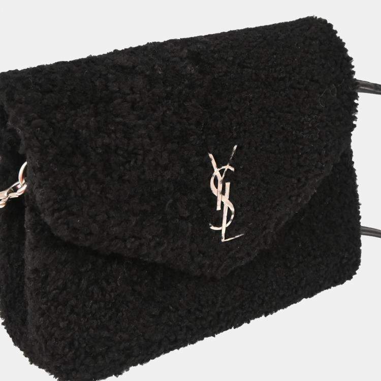 Pre Owned Saint Laurent Black Loulou Shearling Toy Bag Shoulder Bag