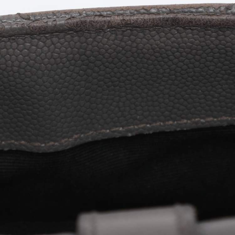 Pre Owned Saint Laurent Grey Matelasse Leather Large Monogram Envelope Shoulder Bag