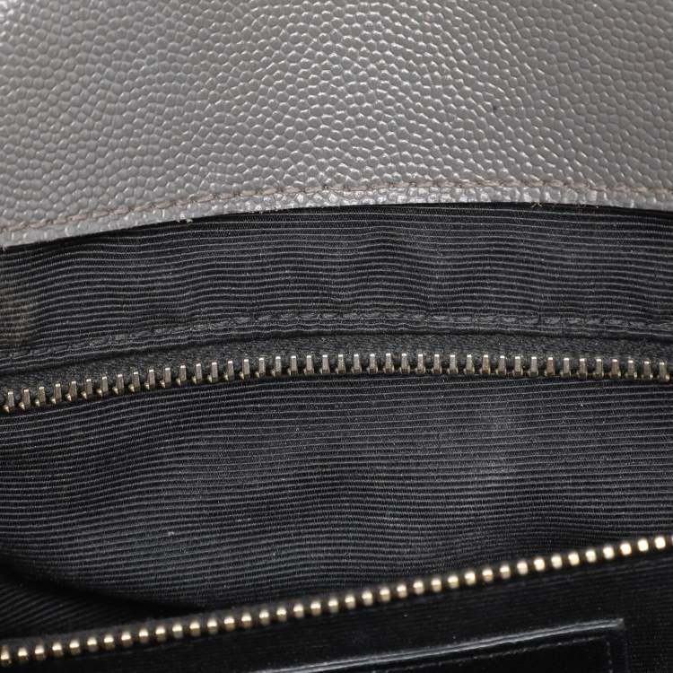 Pre Owned Saint Laurent Grey Matelasse Leather Large Monogram Envelope Shoulder Bag