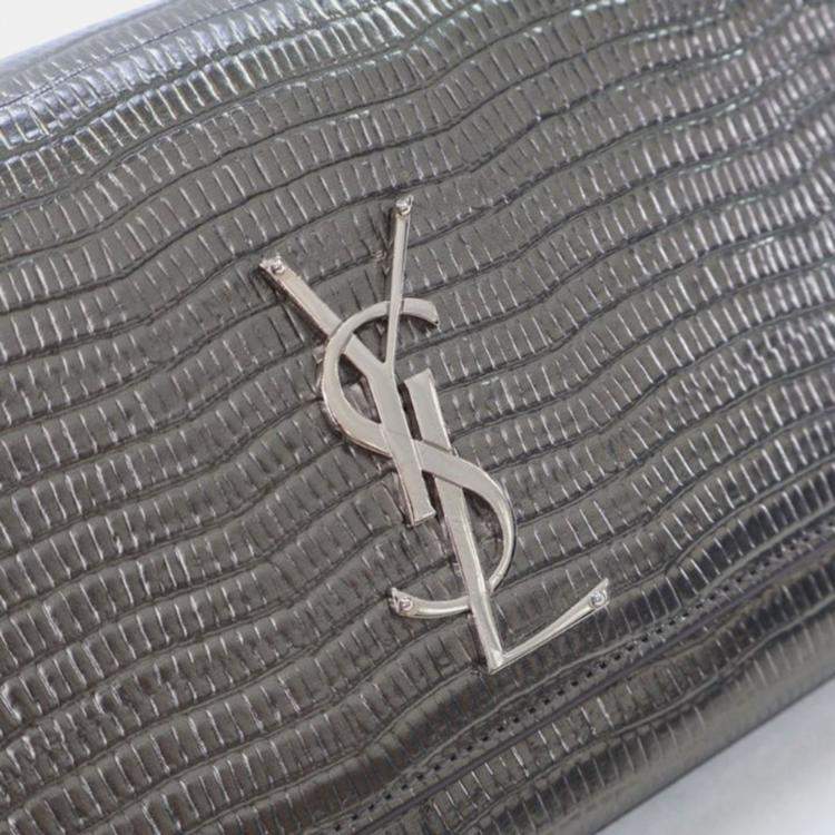 Pre Owned Saint Laurent Paris Kate Medium Grey Calfskin Shoulder Bag