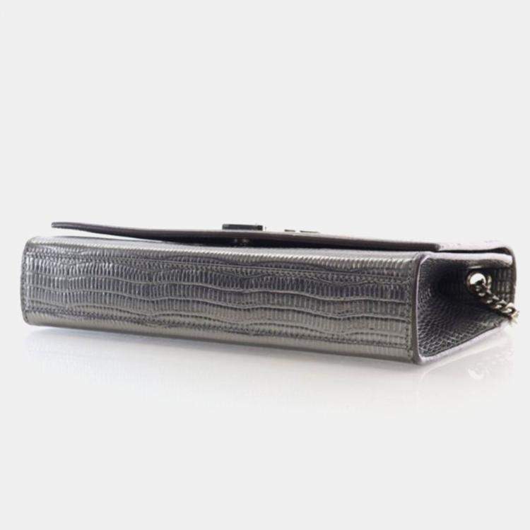 Pre Owned Saint Laurent Paris Kate Medium Grey Calfskin Shoulder Bag