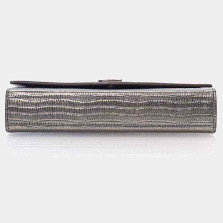 Pre Owned Saint Laurent Paris Kate Medium Grey Calfskin Shoulder Bag
