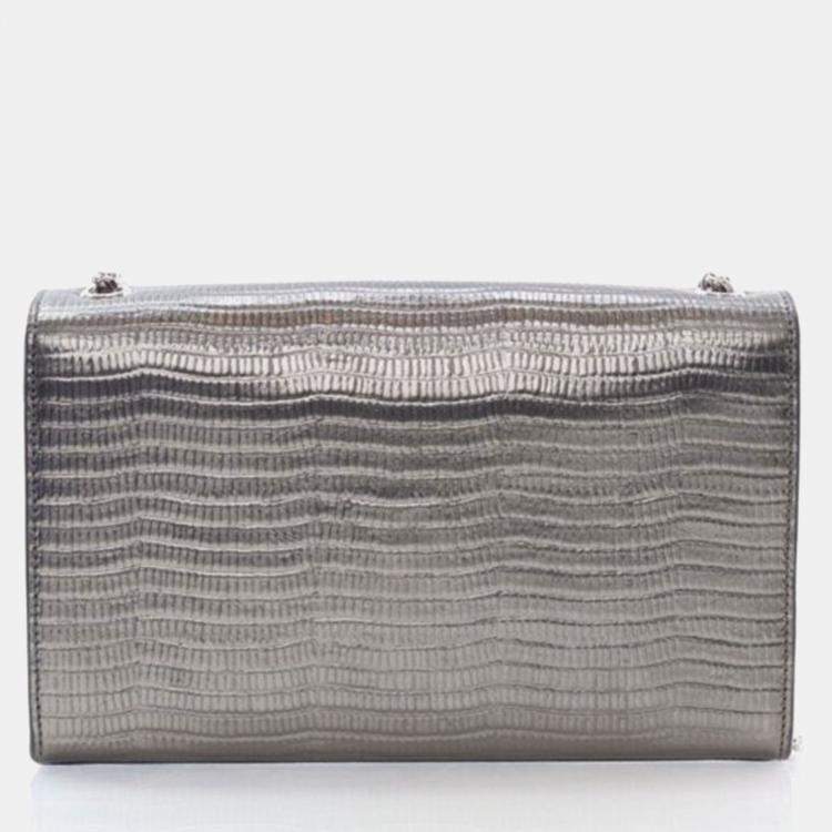 Pre Owned Saint Laurent Paris Kate Medium Grey Calfskin Shoulder Bag