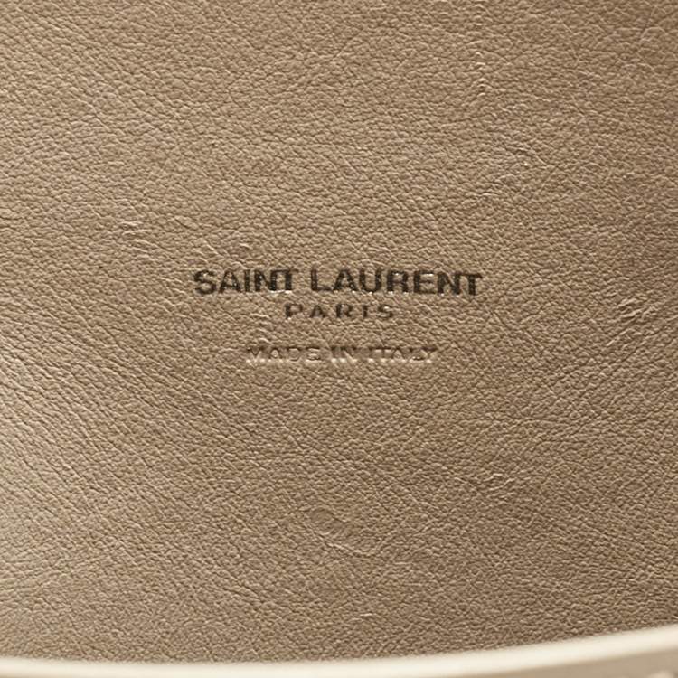 Pre Owned Saint Laurent Beige/Black Leather and Snakeskin Embossed Baby Classic Sac De Jour Tote