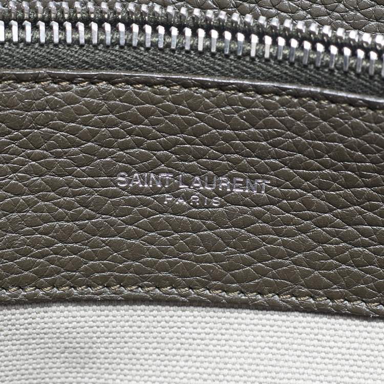 Pre Owned Saint Laurent Olive Green Leather Small Sac De Jour Souple Tote