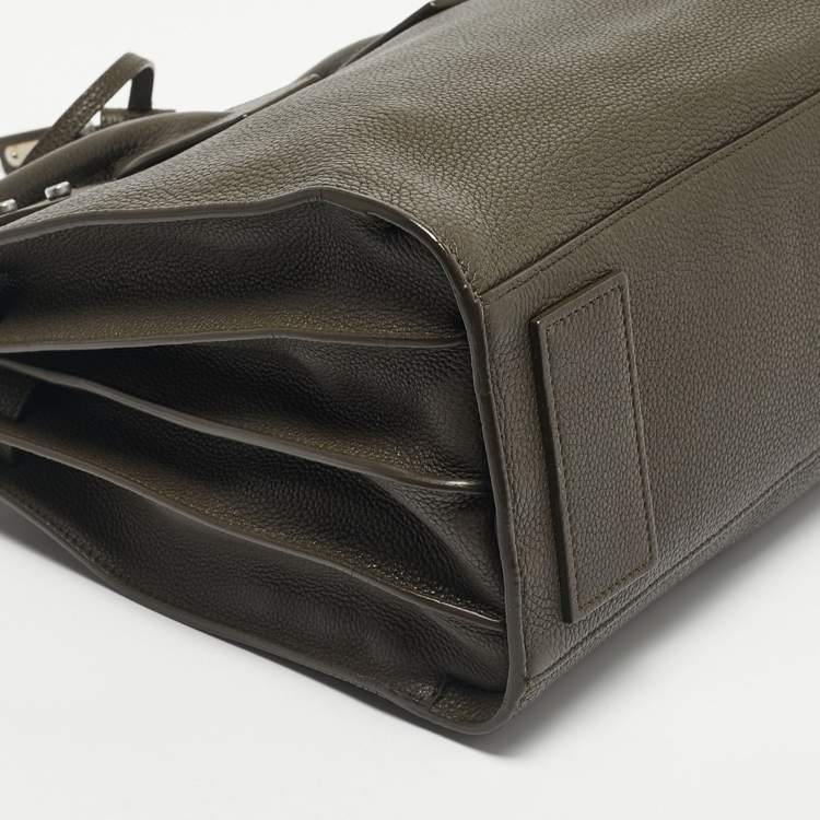 Pre Owned Saint Laurent Olive Green Leather Small Sac De Jour Souple Tote