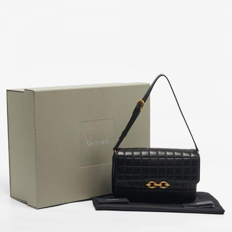 Pre Owned Saint Laurent Black Quilted Leather Le Maillon Shoulder Bag