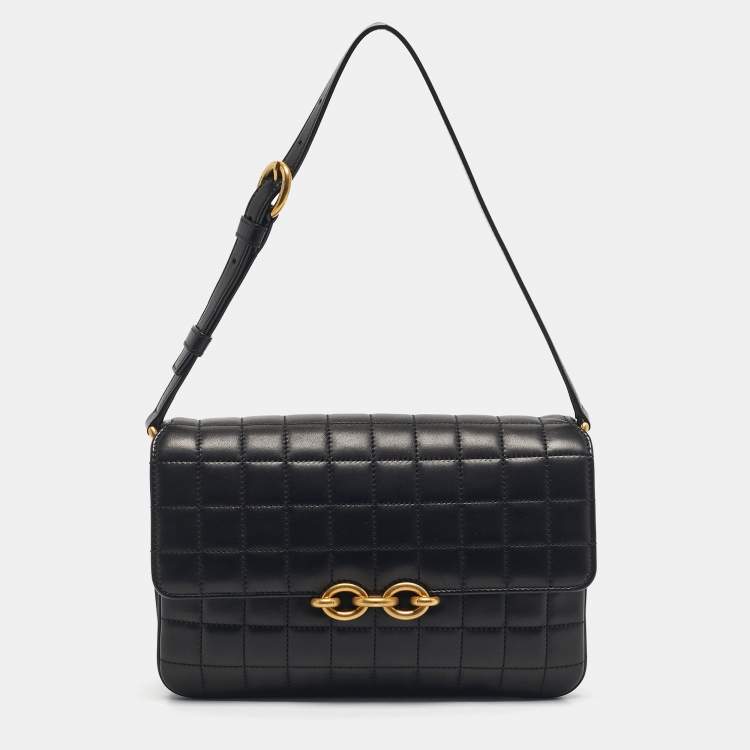 Pre Owned Saint Laurent Black Quilted Leather Le Maillon Shoulder Bag