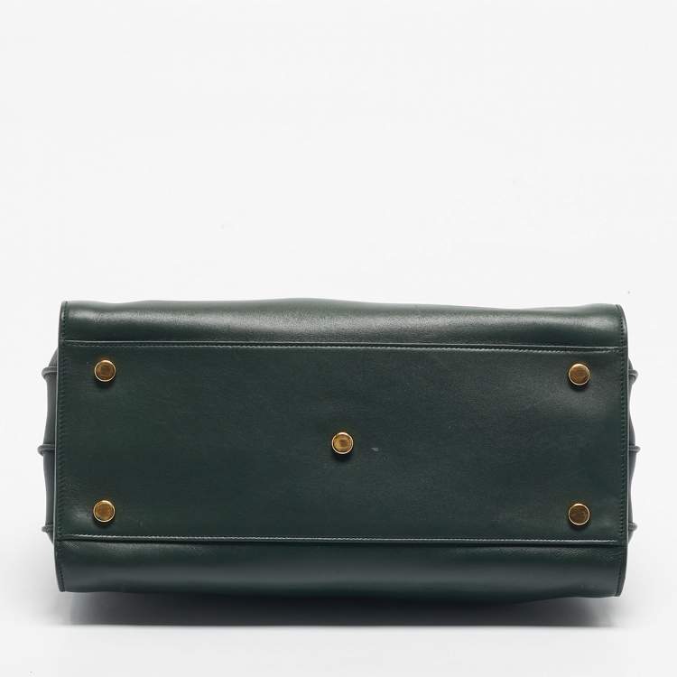 Pre Owned Saint Laurent Green Leather Small Classic Sac De Jour Tote