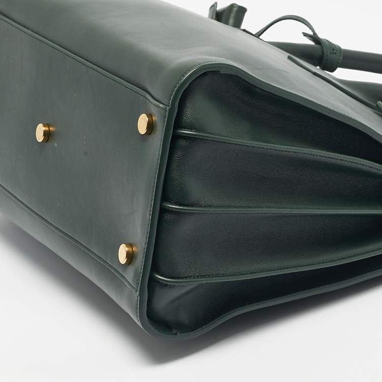 Pre Owned Saint Laurent Green Leather Small Classic Sac De Jour Tote