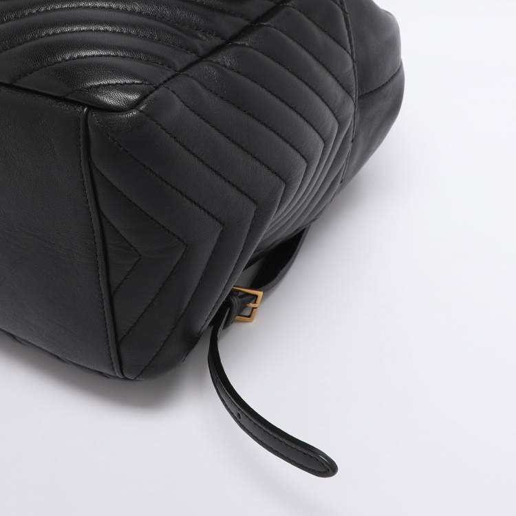 Pre Owned Saint Laurent Paris Black Leather Joe Drawstring Backpack