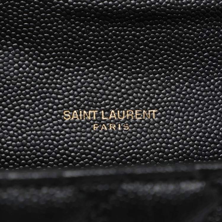 Pre Owned Saint Laurent Black Mix Matelassé Leather Medium Envelope Chain Bag