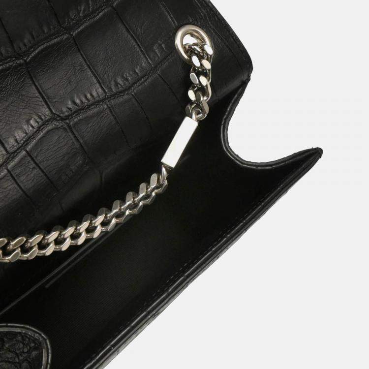 Pre Owned Saint Laurent Paris Kate Black Embossed Leather Shoulder Bag