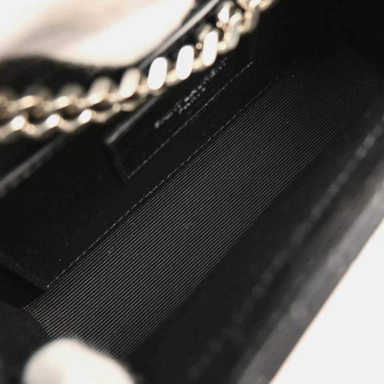 Pre Owned Saint Laurent Paris Kate Black Embossed Leather Shoulder Bag