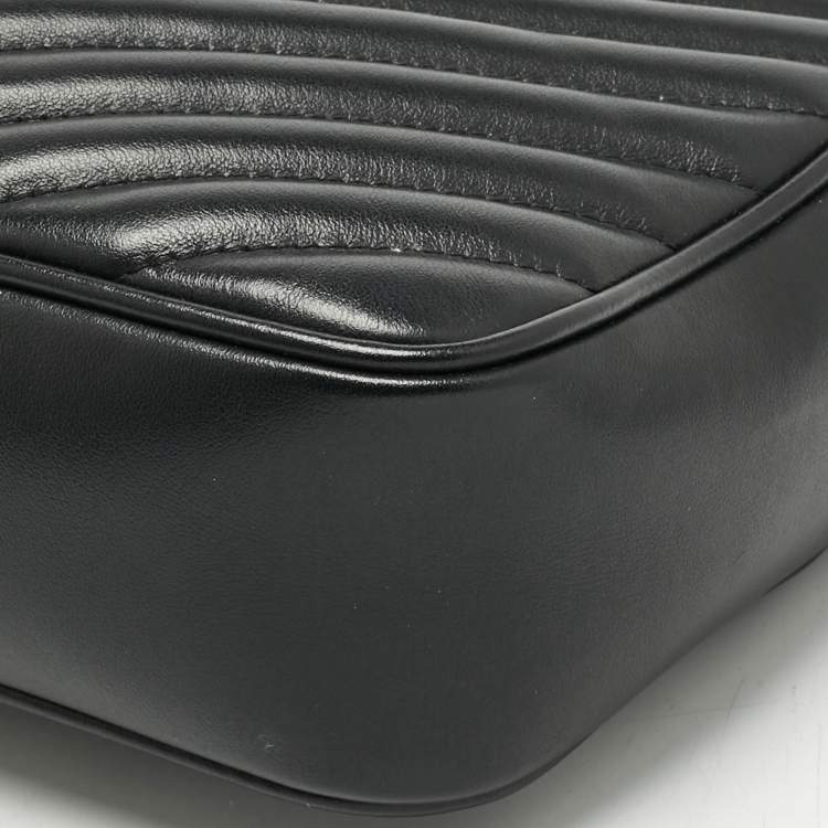 Pre Owned Saint Laurent Black Matelassé Leather Lou Camera Crossbody Bag