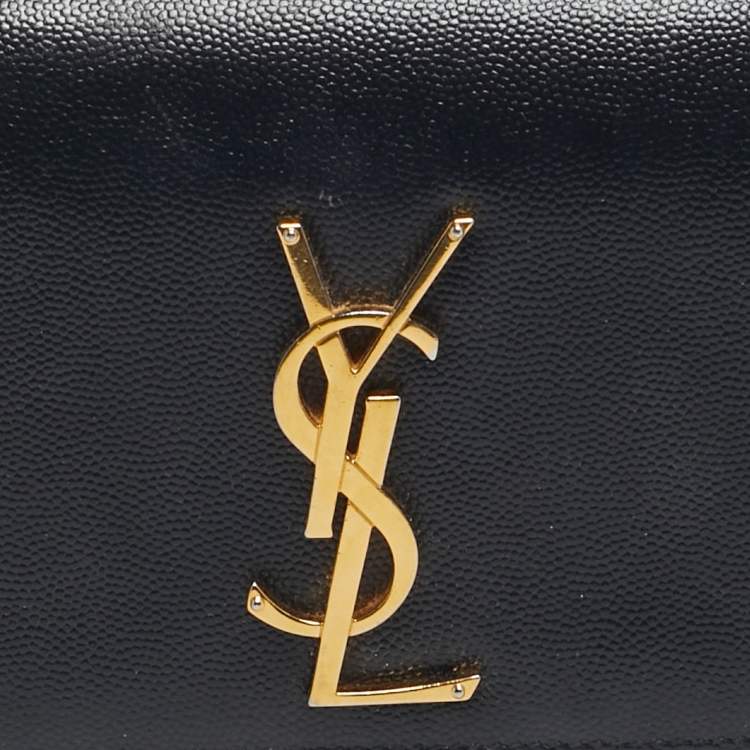 Pre Owned Saint Laurent Black Leather Small Monogram Kate Chain Bag