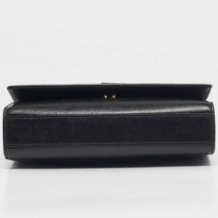 Pre Owned Saint Laurent Black Leather Small Monogram Kate Chain Bag