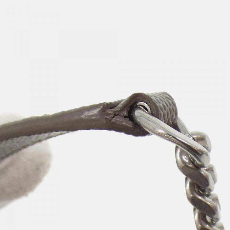 Pre Owned Saint Laurent Paris Envelope Small Gray Leather Shoulder Bag