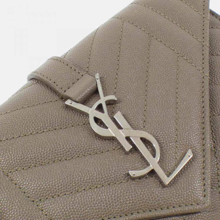 Pre Owned Saint Laurent Paris Envelope Small Gray Leather Shoulder Bag