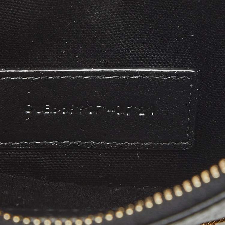 Pre Owned Saint Laurent Black Snakeskin Slim Chain Pouch 
