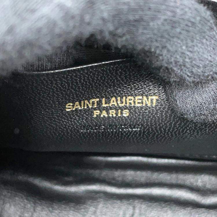 Pre Owned Saint Laurent Paris Lou Tassel Khaki Leather Shoulder Bag
