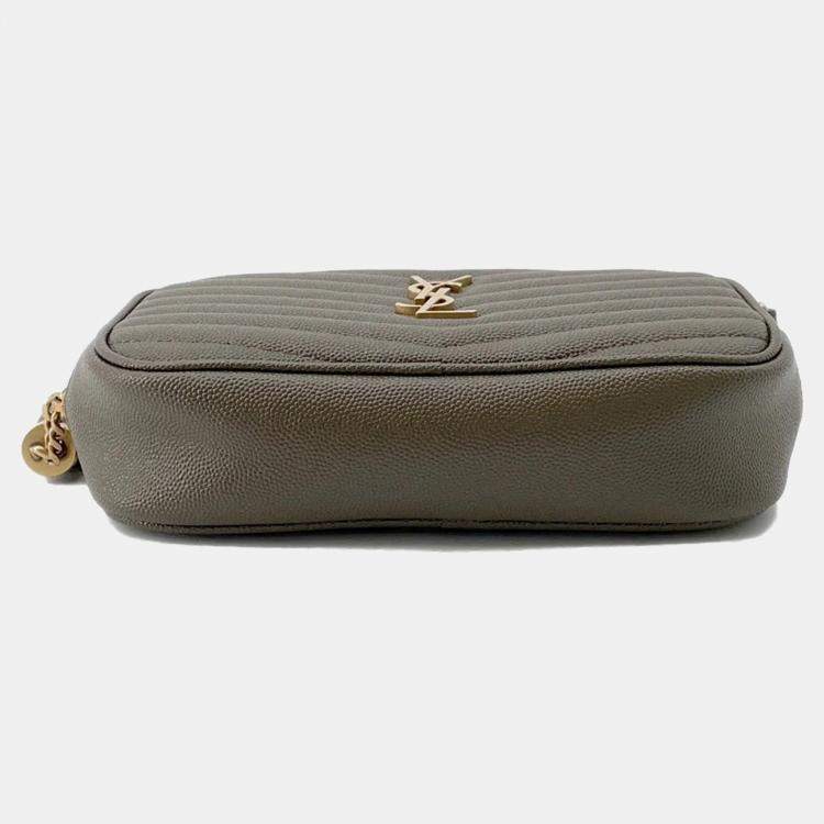 Pre Owned Saint Laurent Paris Lou Tassel Khaki Leather Shoulder Bag