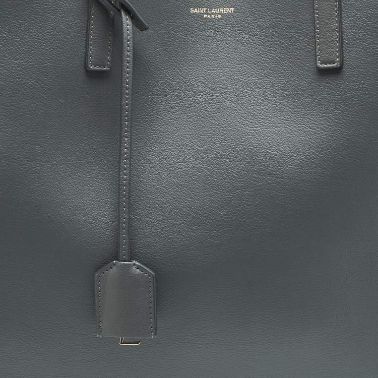 Pre Owned Saint Laurent Storm Grey Leather Large East/West Shopper Tote