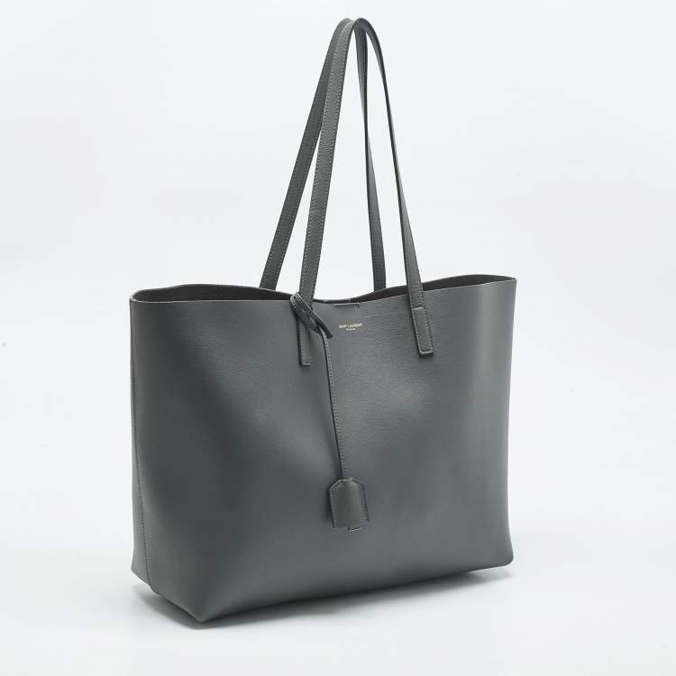 Pre Owned Saint Laurent Storm Grey Leather Large East/West Shopper Tote
