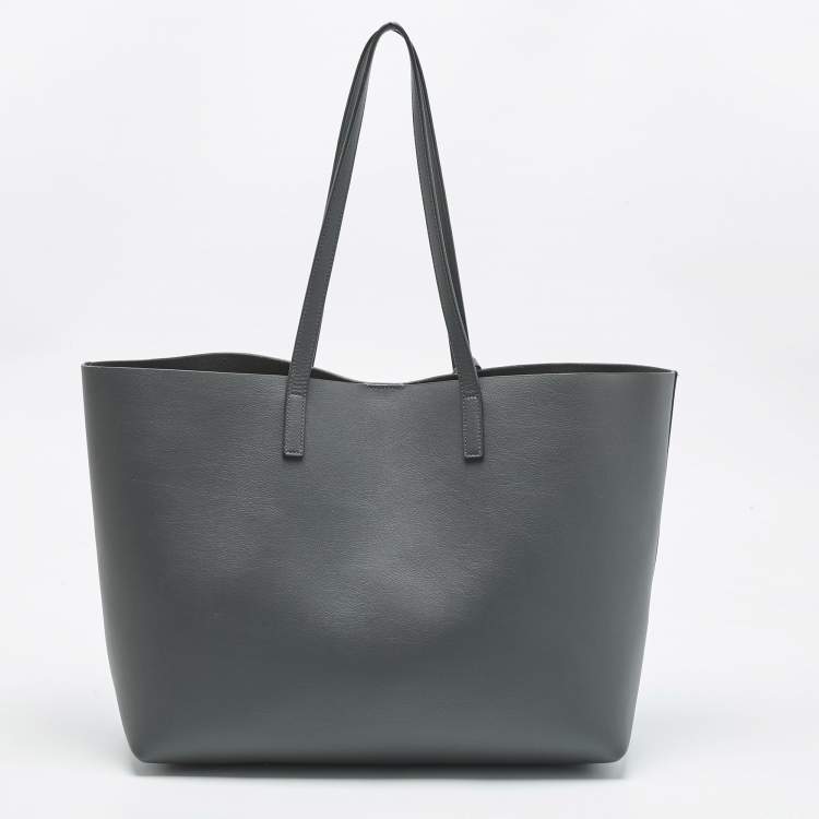 Pre Owned Saint Laurent Storm Grey Leather Large East/West Shopper Tote