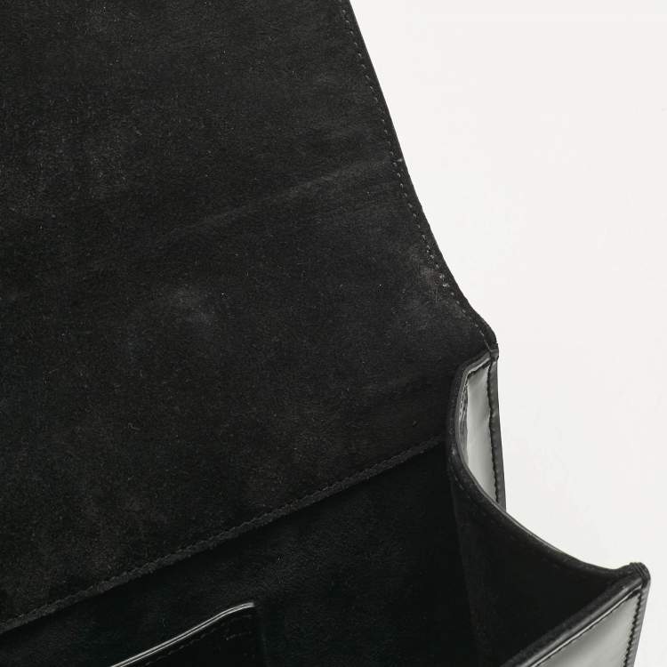 Pre Owned Saint Laurent Black Patent Leather Monogram Kate Tassel Clutch