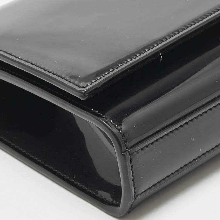 Pre Owned Saint Laurent Black Patent Leather Monogram Kate Tassel Clutch