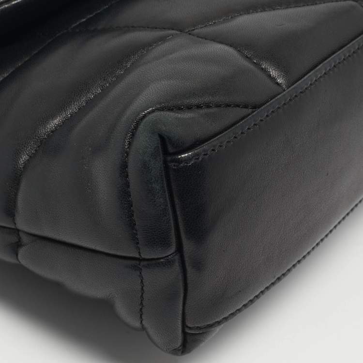 Pre Owned Saint Laurent Black Leather Mini Puffer Toy Flap Bag