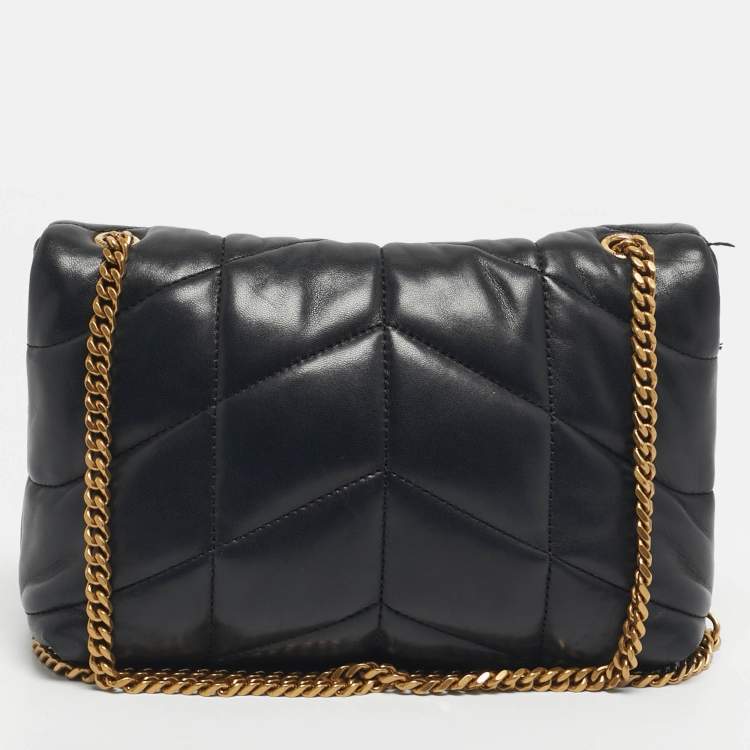 Pre Owned Saint Laurent Black Leather Mini Puffer Toy Flap Bag