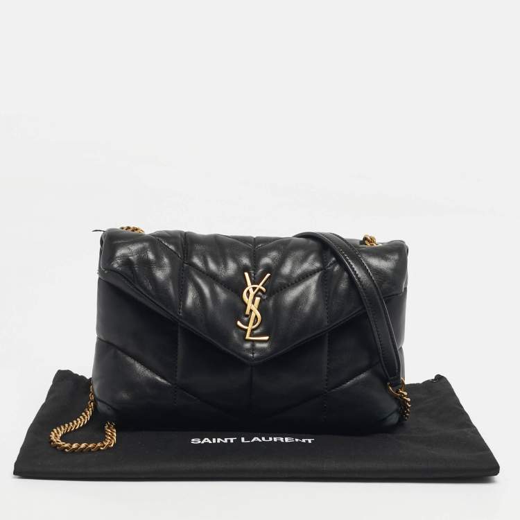 Pre Owned Saint Laurent Black Leather Mini Puffer Toy Flap Bag