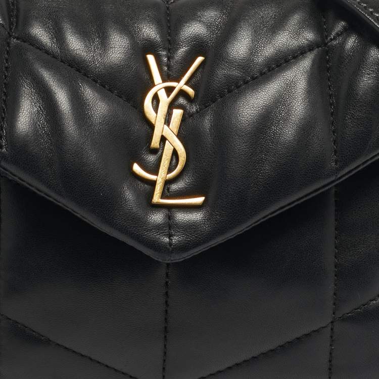 Pre Owned Saint Laurent Black Leather Mini Puffer Toy Flap Bag