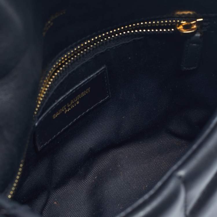 Pre Owned Saint Laurent Black Leather Mini Puffer Toy Flap Bag