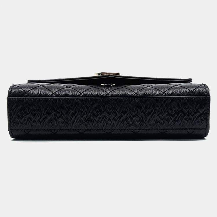 Pre Owned Saint Laurent Paris Black Leather Monogram Chain Shoulder Bag