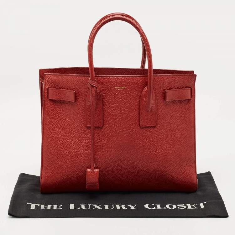 Pre Owned Saint Laurent Red Grained Leather Large Classic Sac De Jour Tote