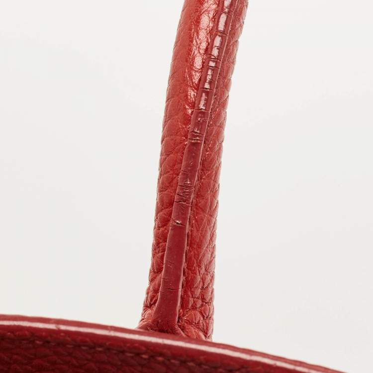 Pre Owned Saint Laurent Red Grained Leather Large Classic Sac De Jour Tote